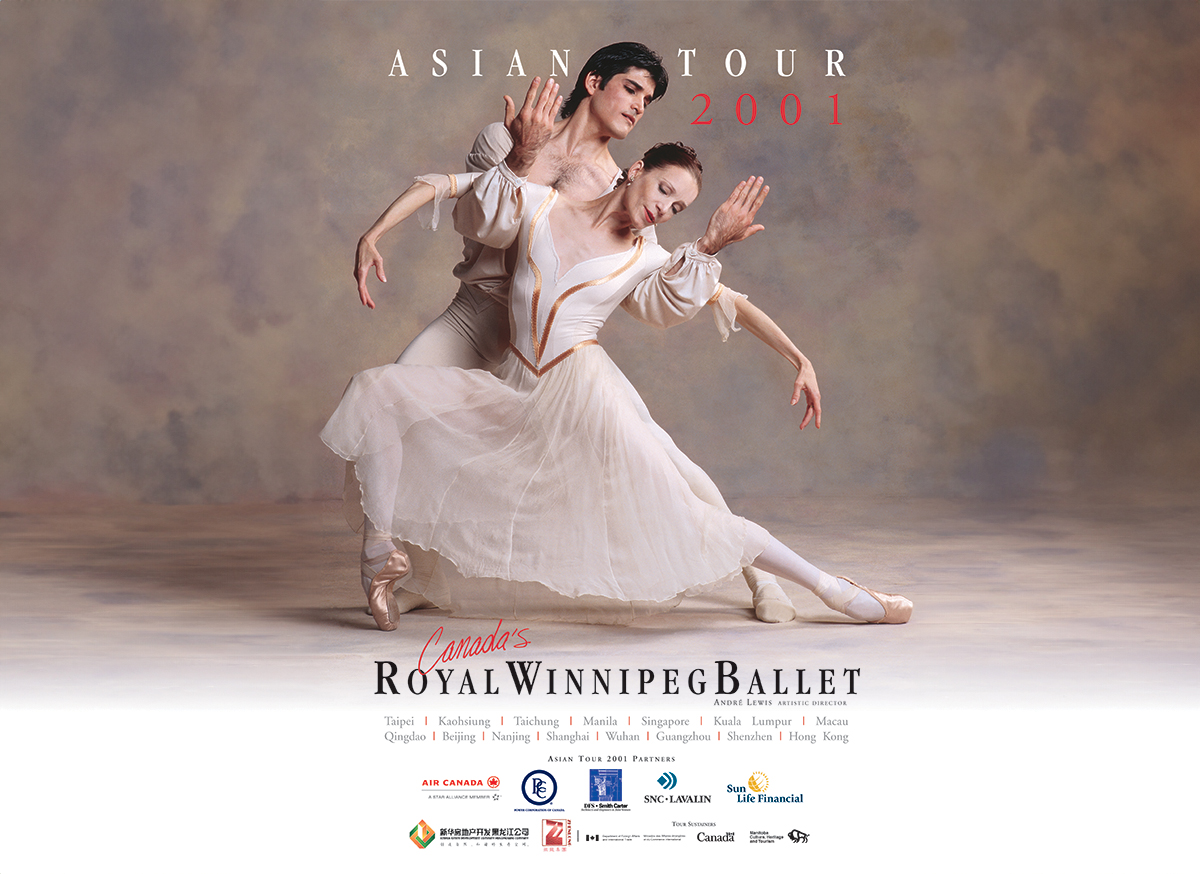 Vintage Poster of RWB's Asian Tour 2001 with two dancers performing a classical pose